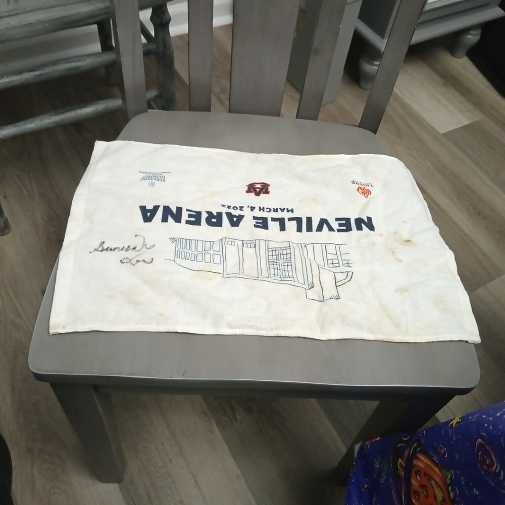 White Nevill Arena Towel Autograph By Suni Lee